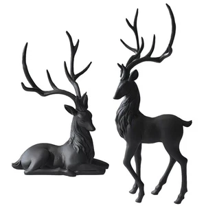 Reindeer Ornaments Deer Decoration Black Nordic Holiday Tabletop Statue for - Picture 1 of 15