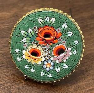 LARGE Antique Vintage FLOWER/FLORAL Micro Mosaic Button - Made in Italy (B6) - Picture 1 of 6