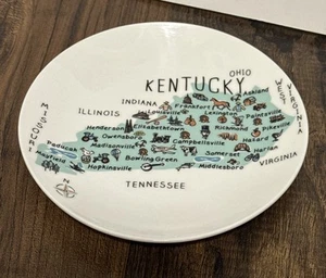 222 Fifth My Place Kentucky Porcelain Plate White Dishwasher Microwave Safe 6.5" - Picture 1 of 2