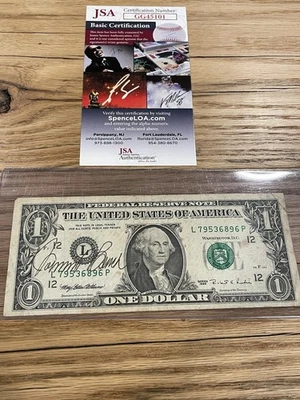 Johnny Bench Cincinnati Reds Autographed Dollar Bill (JSA) - Image 1 of 4