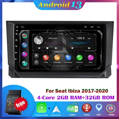 9" Android 13 Autoradio GPS Navigation DAB Android Auto Für Seat Ibiza 2017-2020 - Bild 1 von 4