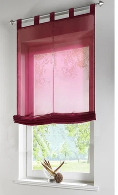 Raffrollo transparent UNI aus Voile mit Schlaufen, 140x60 (HxB), Bordeaux - Bild 1 von 2