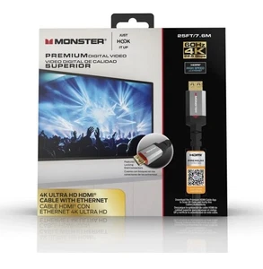 Cable HDMI Monster Just Hook It Up de 25 pies L con Ethernet 4K Ultra HD 22,5 GBPS - Imagen 1 de 5