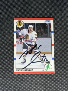 Michael Goulet 1990-91 Score Chicago Blackhawks signierte Autogrammkarte #220 ~ Echtheitszertifikat - Bild 1 von 3