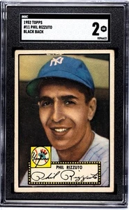 1952 Topps #11 - Phil Rizzuto - New York Yankees - HOF - BLACK BACK - SGC 2 - GOOD - Bild 1 von 2