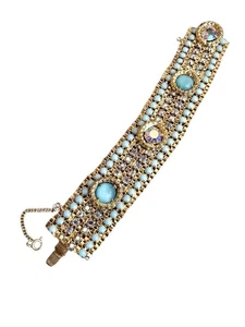 Bracciale vintage firmato Alice Caviness in vetro e strass (A9485) - Foto 1 di 9