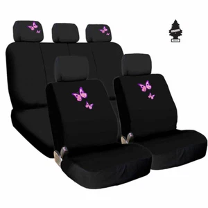 For Jeep New Black Fabric Car Truck SUV Seat Covers Gift Set Butterfly Design - Picture 1 of 7
