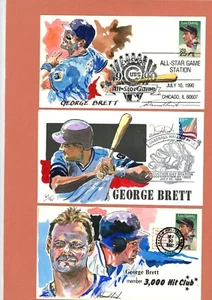 3 WILDHORSE GEORGE BRETT CACHETS + 2 MAGNETS HAND PAINTED RARE - Picture 1 of 4
