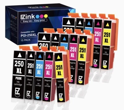 16 pcs NEW E-Z Ink Cartridge Replacement for Canon PGI-250XL PGI 25 CLI-251XL - Image 1 of 4