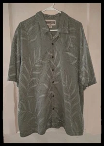 Men's Jamaica Jaxx Green Tropical Leaf Print Silk Short Sleeve Shirt XL - Picture 1 of 7
