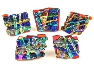 DICHROIC Glass Cabinet Knobs Drawer Pulls Abstract Ripple Crumble Kitchen Bath - Picture 1 of 12