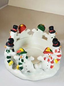 Candelabro de pilar de 3 mechas Partylite Frolicking Frosty muñecos de nieve bailando P7436 - Imagen 1 de 9