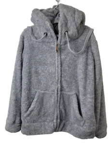 Trail Crest Women's Gray Fuzzy Hooded Zip-Up Jacket Extremely Soft Size XL - Picture 1 of 7