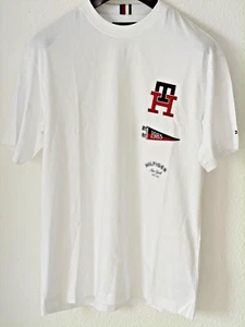 Tommy Hilfiger T-Shirt-M Weiß Logo Print Neu mit Etikett - Bild 1 von 6