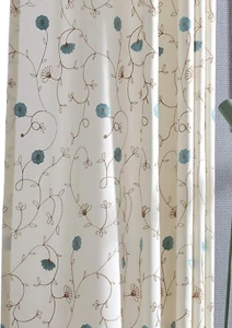 2 Panels Grommet Curtains 52X84 Blue Floral in White for Living Room Bedroom - Picture 1 of 12