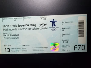 Olympische Winterspiele 2010 Vancouver Eisschnelllauf komplettes Ticket - Bild 1 von 1