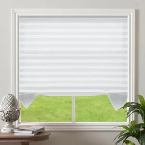 Cordless Non Woven Fabric Pleated Quick Fix Window Shade Blinds White 48"x72" - Picture 1 of 9