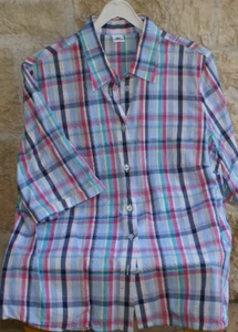 WALBUSCH Bluse Wanderbluse kariert bunt blau türkis gelb rose Gr. 42 / L NEU - Bild 1 von 6