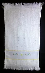 Handmade Cross stitch Baby towel set (2) and bib (1) white towels/off-white bib - Picture 1 of 9