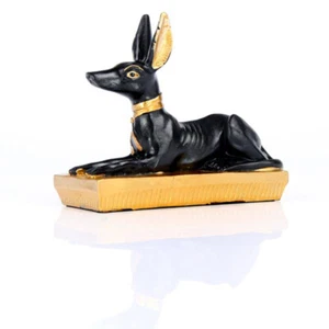 Anubis Jackal Figurine Ornament Decorative Sculpture Statue Gold and Black - Picture 1 of 6