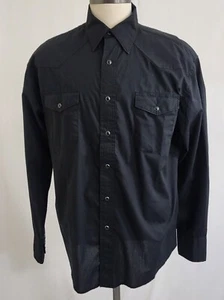 Wrangler Long Sleeve Pearl Snap Collared Shirt Mens Sz Lg  Cowboy Western Black - Picture 1 of 7