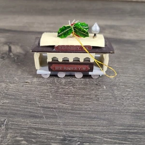 Trolley 1979 Hershey's Kurt Adler Wooden Christmas Ornament Wooden Train - Picture 1 of 6