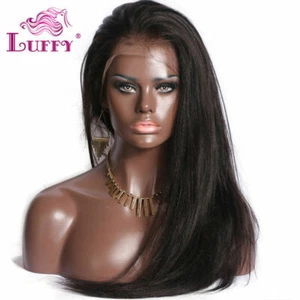Peluca de encaje completa ligera yaki 100% cabello humano peluca prearrancada con cabello de bebé 150% - Imagen 1 de 11