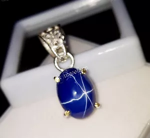 Cabochon zaffiro blu naturale 16 ct ovale argento tedesco pietra preziosa sfusa - Foto 1 di 6