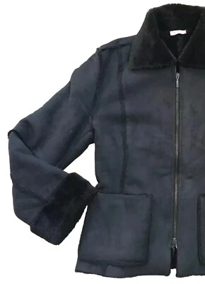Chaqueta forrada de gamuza sintética Max & Co Italia para mujer IT 40 US 6 pequeña S mediana M negra Foto 1 de 4