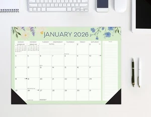 Wildflowers Academic July 2025 - June 2026 17" x 12" Small Monthly Deskpad - Picture 1 of 5