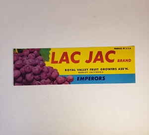 Vintage Original LAC JAC Brand Emperors Crate Box Label 1950s Unused - Picture 1 of 3