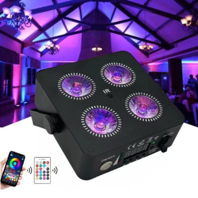 Battery Wireless Stage Lights Dj Wedding Tv Show Par Light 4X18W IR4 LED Uplight - Image 1 of 4
