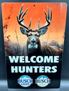 Willkommen Jäger Hirsch Busch Licht GROSSES Blechschild 12" x 18" - Bild 1 von 2