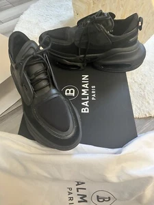 Balmain B Bold Low Top sneakers 42 US 9 Leather suede Black Shoes Men’s - Picture 1 of 9