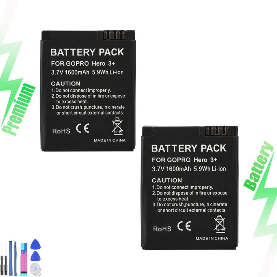 2x Battery for GoPro AHDBT-302 HD HERO3 HERO3+ AHDBT-301 AHDBT-201 - Image 1 of 4