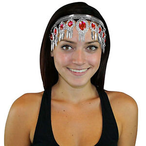 Black Red Blue Gem Leaf Crown Belly Dance Headband Headpiece Jewelry Accessory 