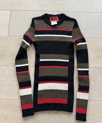 Dolce & Gabbana Striped Crewneck Sweater, Size XS Made in Italy Wool Blend - Image 1 of 4