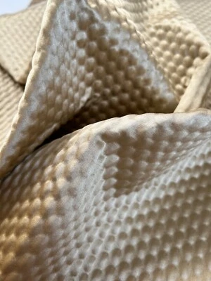 Fabric Upholstery Sample Craft 25"x26" light velvety waffle texture cream/gold - Image 1 of 4