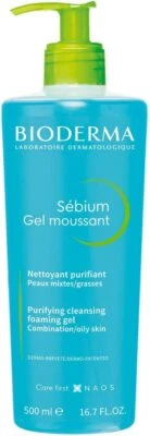 Bioderma Sebium Purifying Foaming Gel 500ml; Oily/Combination Skin;FREE DELIVERY