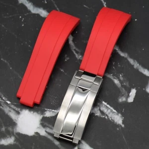 20 mm rot Gummi Oysterflex Stil Riemen Kombination zweifarbige Schnalle - Bild 1 von 7