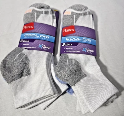 Hanes женщин 3-Pack (2) классный Dri лодыжки носки белый размер обуви 8-12 влажный впитывающий - Изображение 1 из 4