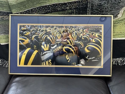 Michigan Football Sea Of Helmets 24 X 14 Framed And Matted Photo.  - Image 1 of 4