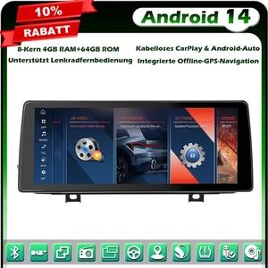 10.25" 8-Kern 64GB Android 14 DAB+ Autoradio CarPlay für BMW 2er F45 F46 F22 NBT - Bild 1 von 24
