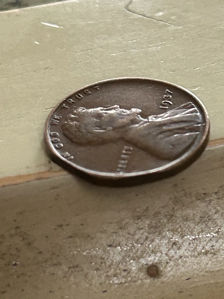 1937 Lincoln Wheat Penny Off Center One Cent Error Coin - Image 1 of 4