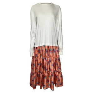 Vestido midi estampado floral manga larga con capas en poliéster para mujer M XS de Msgm - Imagen 1 de 9