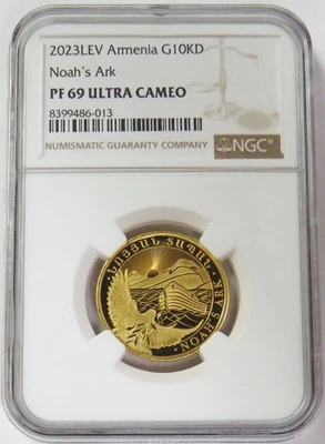 2023 GOLD ARMENIA 10KD DRAM NOAH'S ARK 1/4oz NGC PF 69 UC - Image 1 of 2