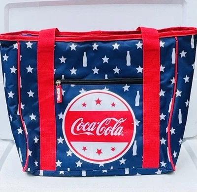 Raro Coca-Cola Rojo Blanco Azul Estrellas Refrigerador Bolsa Comida Bebida Usado en Excelente Condición Foto 1 de 4