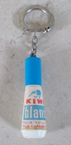 Vintage KIWI BLANC Shoe Polish Keyring key chain France plastic antique 80s vtg - Picture 1 of 3