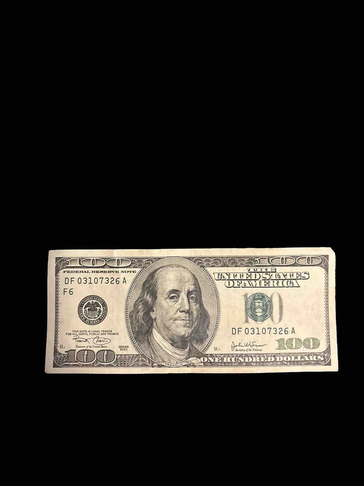 2003 $100 Bill – Circulated – Franklin & Independence Hall – Collectible Note - Image 1 of 2
