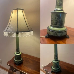 Vintage Tischlampe Französischer Empire Stil Grün - Bild 1 von 10